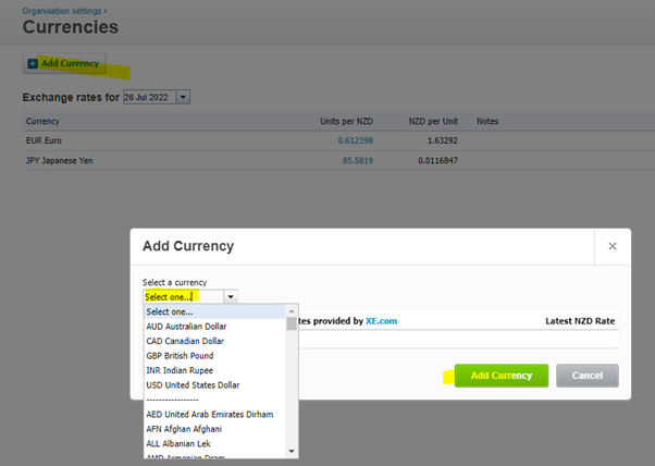 Foreign Currency and Xero